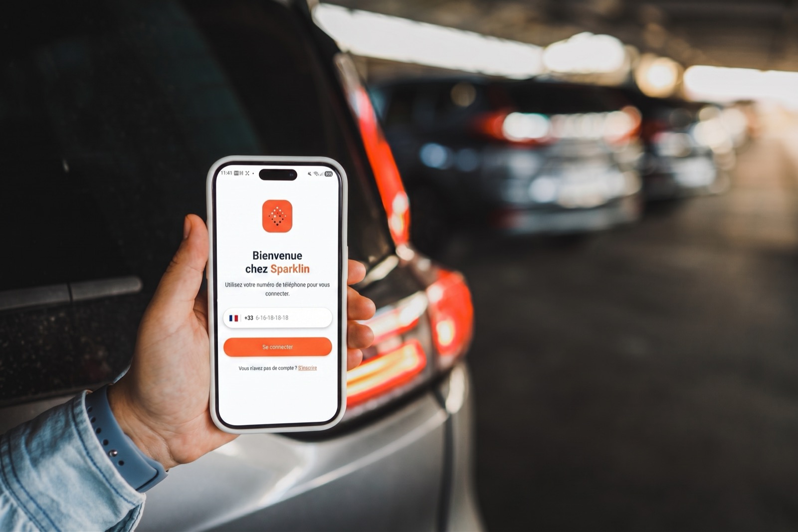 Écran de connexion de l'application Sparklin par numéro de téléphone